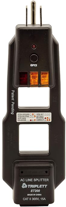 Triplett ET200 AC Line Splitter and GFCI Outlet/Receptacle Tester - Image 4