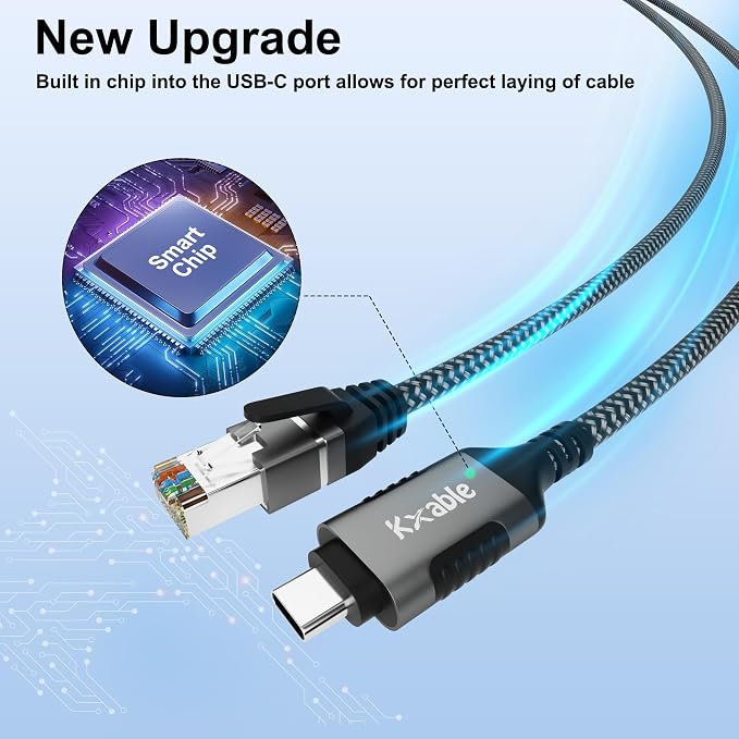USB C to Ethernet Cable 25FT, Type C to RJ45 Cord, Gigabit Directly Connected - Image 5