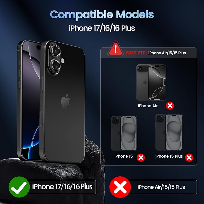 CACOE Camera Lens Protector for iPhone 16/16 Plus/17 - Image 7
