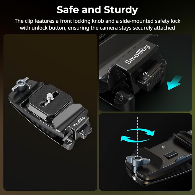 SMALLRIG Camera Clip with Plate, Quick Release System, Max Payload 40kg/88lb - Image 3
