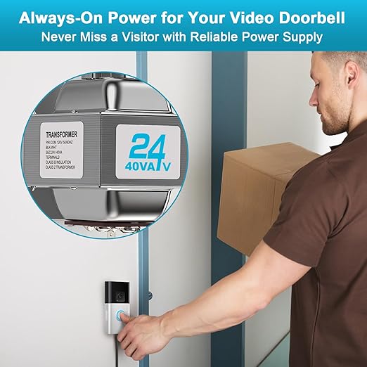 24V 40VA Doorbell Transformer for Ring Video Doorbells, Compatible - Image 3