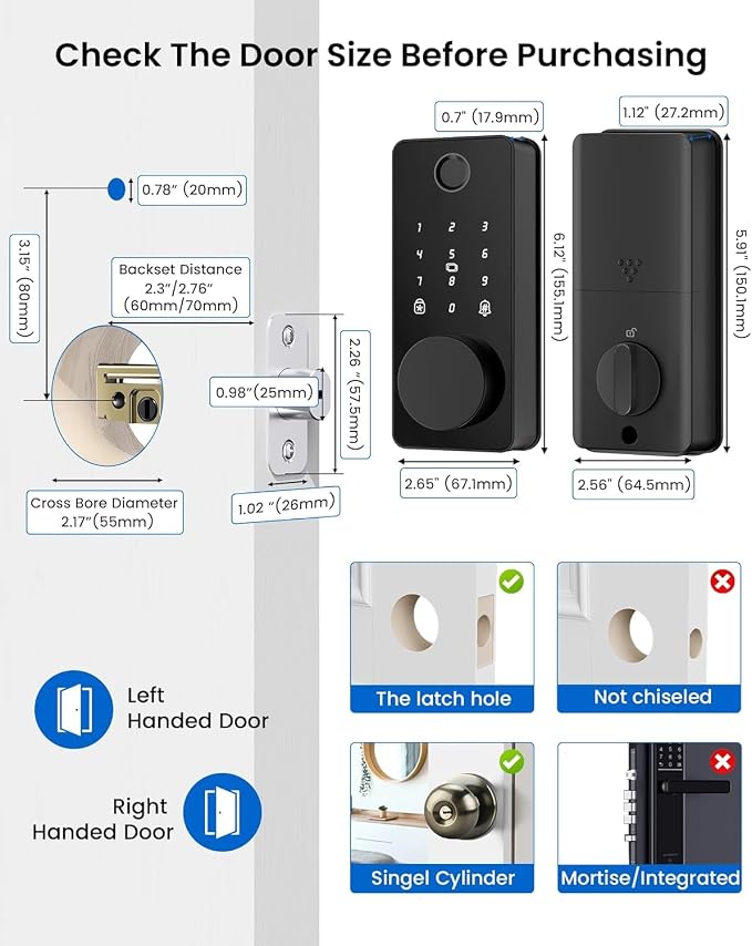 Smart Door Lock, Fingerprint Keyless Entry Door Lock Front Door App Control - Image 6