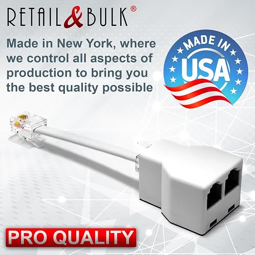 Phone Splitter for Landline, RJ11 Phone Jack Splitter 2-Way Adapter, Telephone - Image 5