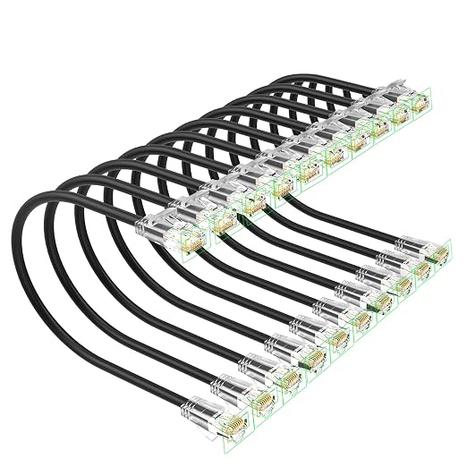 Cat 6 Patch Cables 1 feet, Slim Cat6a Ethernet Patch Cable 10Gbps 550Mhz by Unknown
