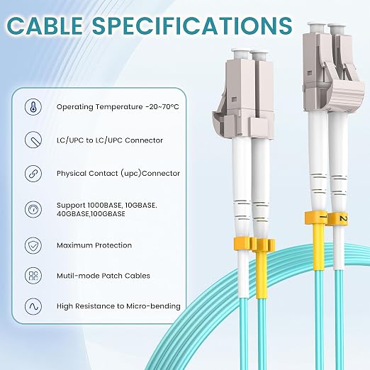 OM3 LC to LC Fiber Patch Cable 5m/16ft 6-Pack, 10Gb/40Gb Multimode Duplex - Image 4
