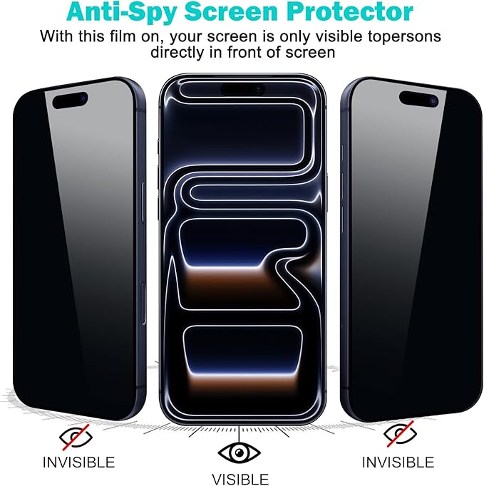 PEHAEL 3+3 Pack for iPhone 17 Pro Max Privacy Screen Protector - Image 4