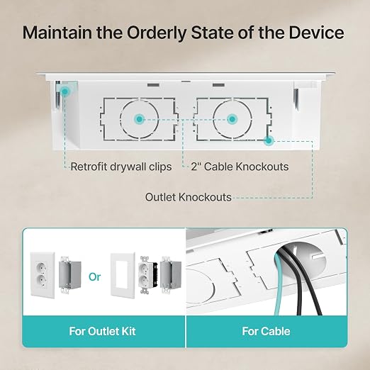 17" in-Wall Media Box, Recessed Outlet Wall Box, Structured Media Enclosure - Image 9