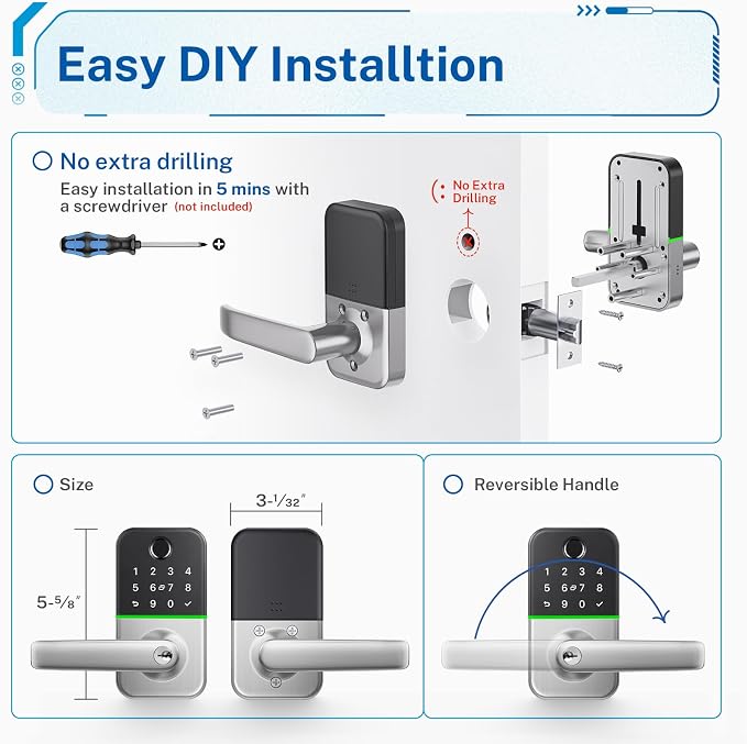 Keypad Smart Door Lock with Handle: Kucacci Keyless Entry Door Lock - Image 6