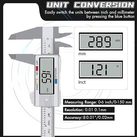 Electronic Digital Caliper, LCD | 0 to 6 inch inch/mm Conversion, Automatic - Image 2