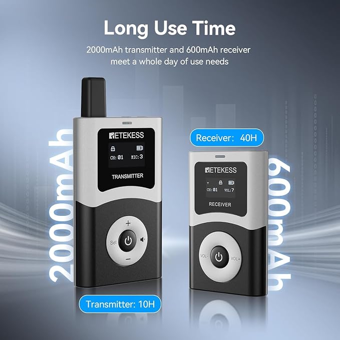 Retekess T130U Wireless Tour Guide System, 200 m, HiFi U-Band Digital Sound - Image 3