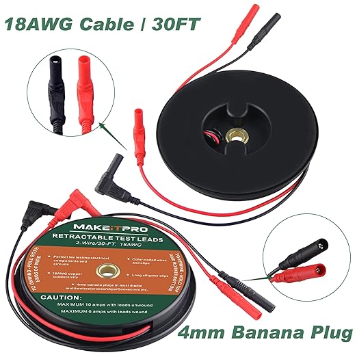 2 Wires 30FT 18AWG Retractable Test Leads - Image 3