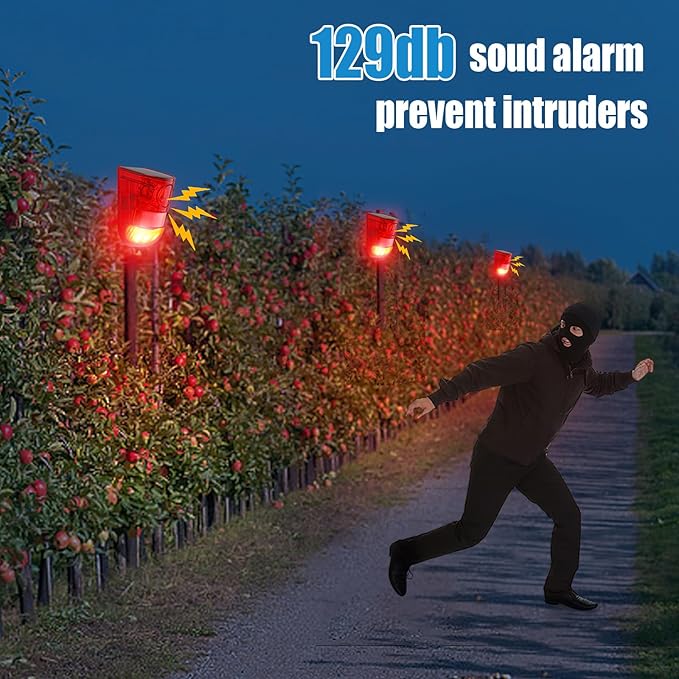 Qualirey Solar Sound and Light Alarm Motion Sensor 129db Outdoor Security Siren - Image 6