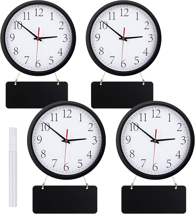 Silent Wall Clocks with Chalkboards and Marker, Battery Operated Round Multi by Tianxunewtig