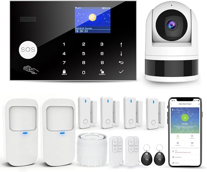 Home Security System with Camera, WiFi + GSM Home Alarm Kit with Phone App Alert by TUGARD