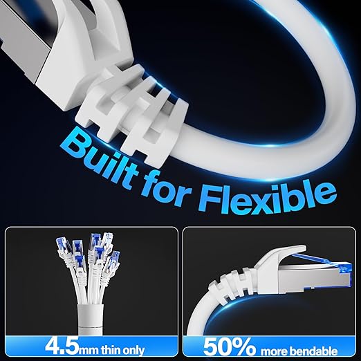 Cat6A Ethernet Cable Shielded 10Gbps 20 ft, Slim Shielded Ethernet Cable Cat 6 - Image 4