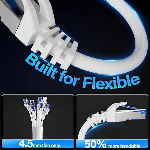 Cat6A Ethernet Cable Shielded 10Gbps 1 ft, Slim Shielded Ethernet Cable Cat 6 - Image 4