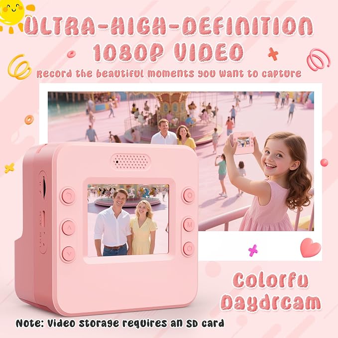 Kids Camera Instant Print with Flip Lens, 1080P HD Video Inkless Toddler - Image 4