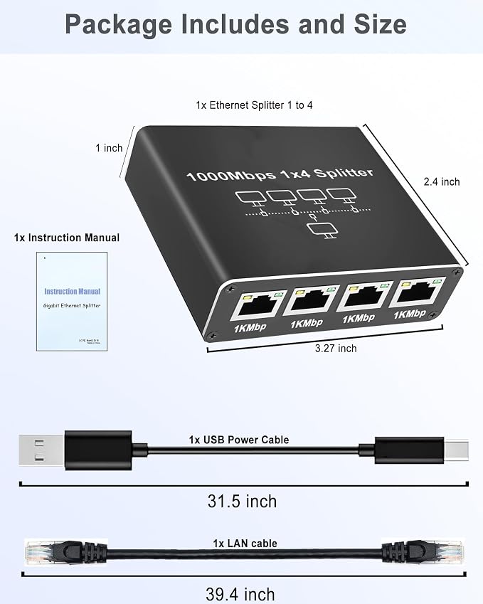 LIEZHUA Ethernet Splitter 1 to 4, 1000Mbps High Speed Ethernet Cable Splitter - Image 5