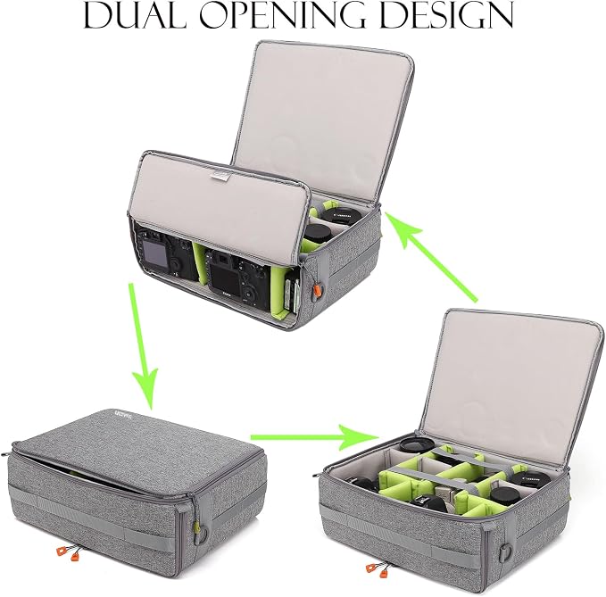 Camera Insert Bag, Shockproof &Pressure-proof Dual Opening Padded Camera Lens - Image 3