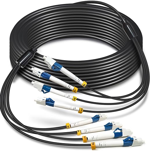 15 Meters 4 Core Industrial TPU LC to LC Outdoor Armored Fiber Optic Cable by YUTIANHOME