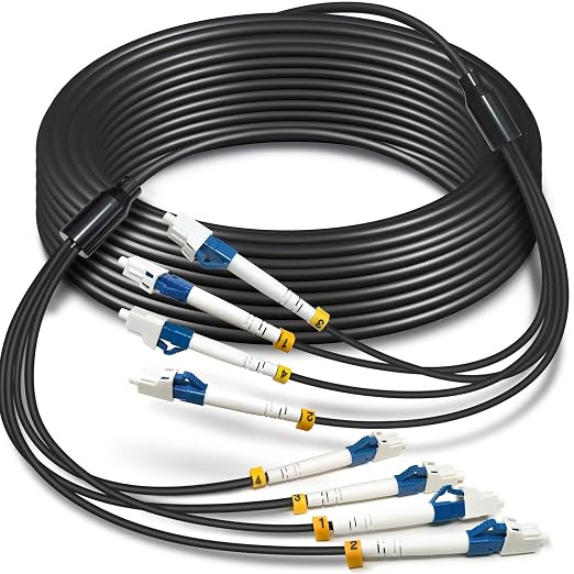 30 Meters 4 Core Industrial TPU LC to LC Outdoor Armored Fiber Optic Cable by YUTIANHOME