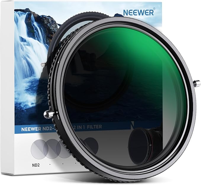 NEEWER 2 in 1 62mm Variable ND Filter ND2–ND32&CPL Filter No X Cross/30 Layer by Neewer