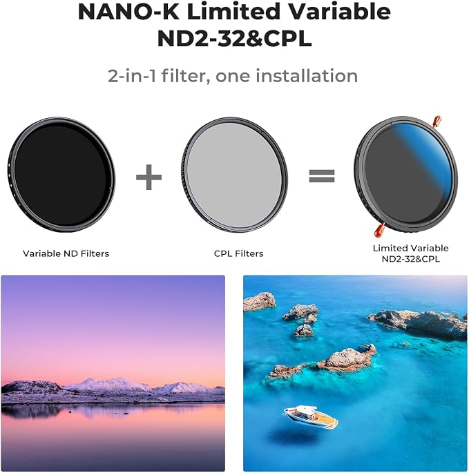 K&F Concept 40.5mm Variable ND2-32 & Circular Polarizing Lens Filter 2 in 1-18 - Image 2