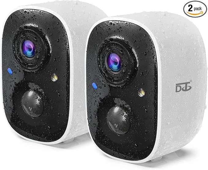 DCT 2Pcs Security Camera Wireless Outdoor, Battery Powered WiFi Surveillance by DCT