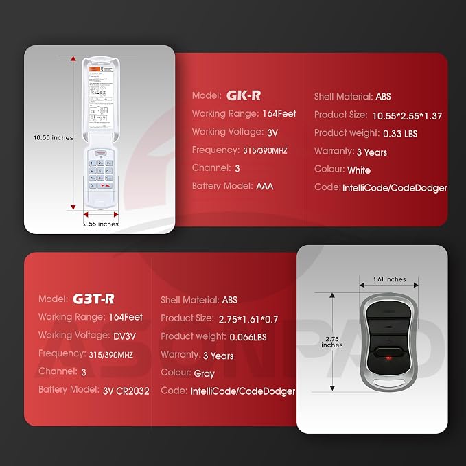 ASONPAO GK-R G3T-R for Genie Garage Door Opener Keypad Remote, Replacement for - Image 7