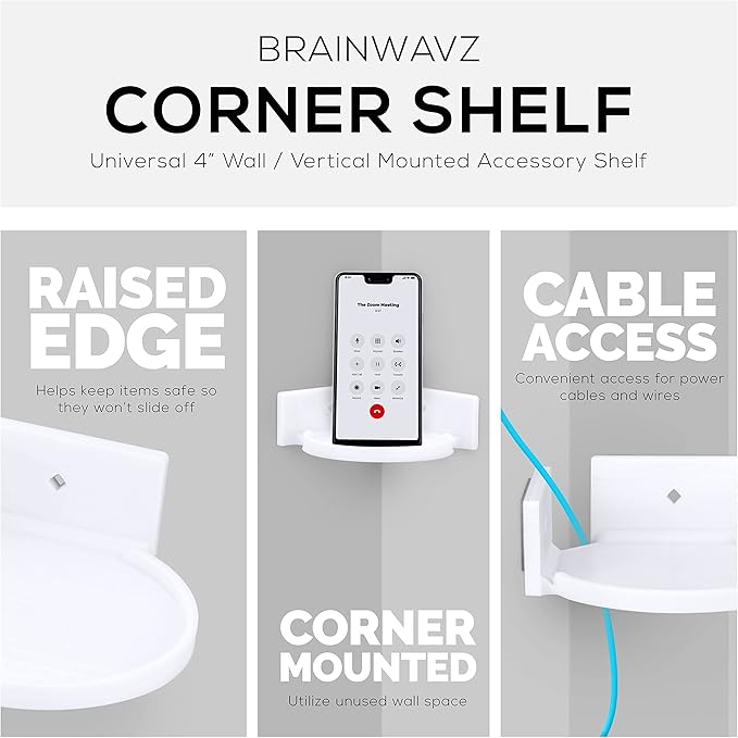 BRAINWAVZ 4” Small Floating Shelf, Adhesive & Screw in, - Image 5