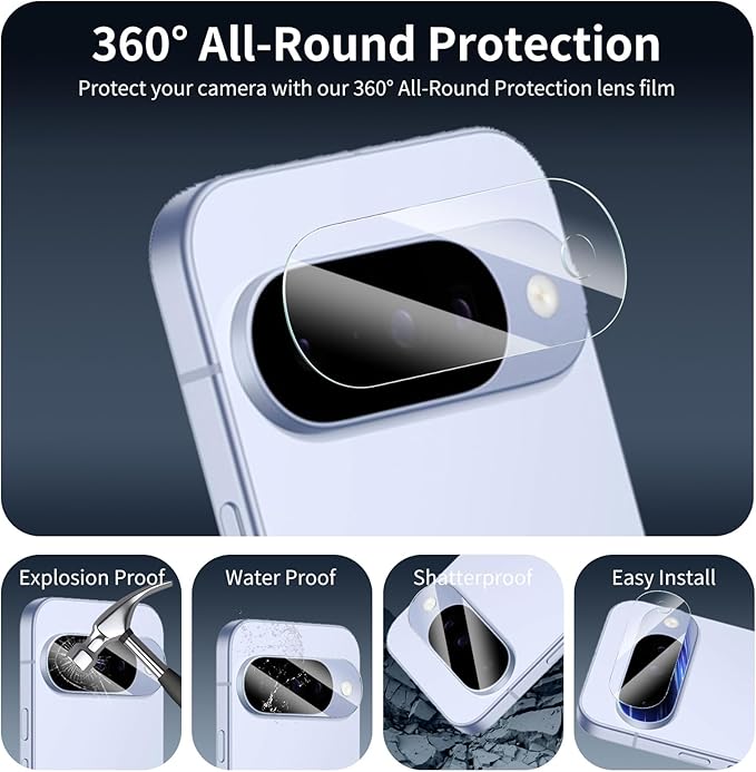 4-Pack Camera Lens Protector for Google Pixel 10, Tempered Glass Camera Cover - Image 4