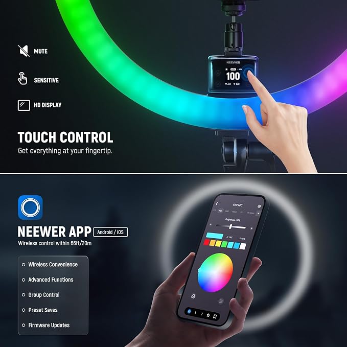 NEEWER SRP18C 18 Inch RGB LED Ring Light Kit - Image 5