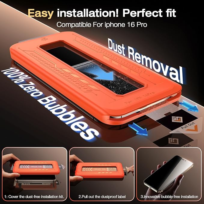 EGV Compatible for iPhone 16 Pro Privacy Screen Protector, Privacy Screen - Image 4