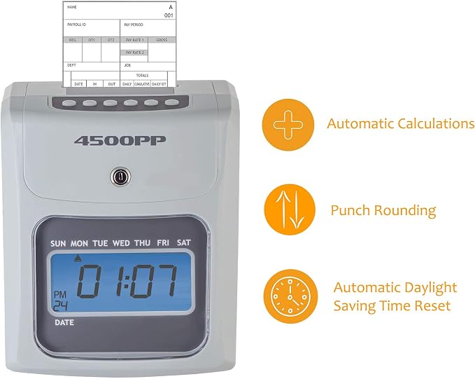 Nile Products - 4500PP Electronic Calculating Time Clock, Employees in/Out Time - Image 7