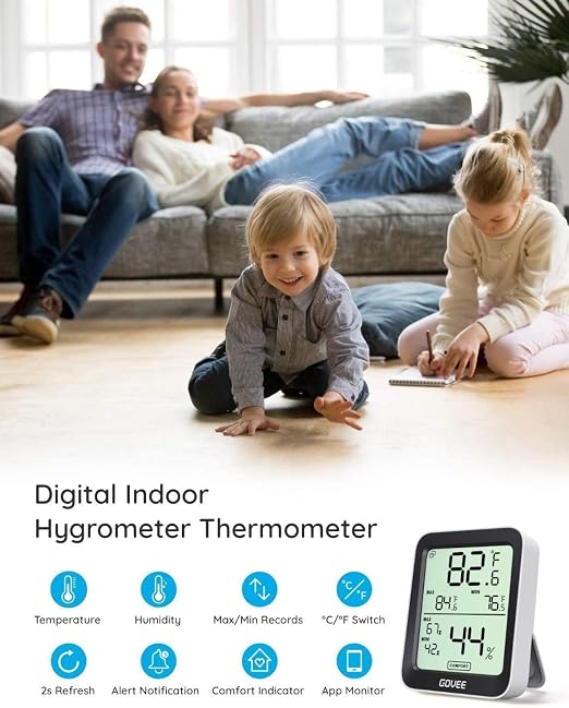 Govee Digital Hygrometer Indoor Thermometer Room H5075, Notification Alerts - Image 3