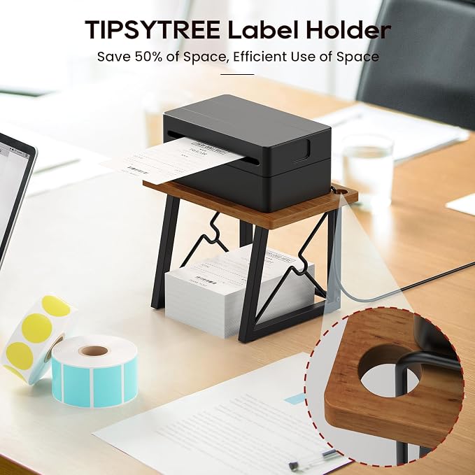 Label Holder for Rolls and Fan-fold Labels, Wooden Label Holder for Desktop - Image 3