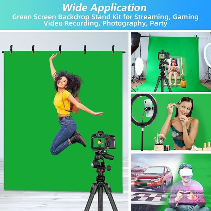 Green Screen Backdrop Kit with Stand, 5X6.5ft Portable Green Screen Backdrop - Image 4