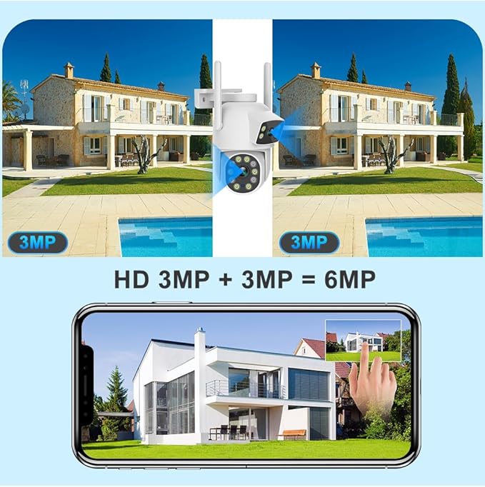 EVERSECU Dual Lens Linkage 6MP WiFi PTZ Security Camera Outdoor, 360° View - Image 5