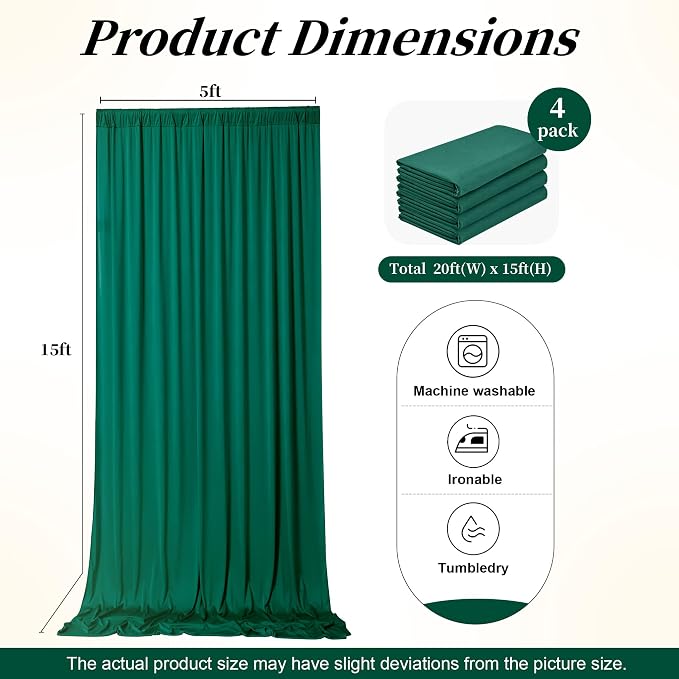 20ft x 15ft Hunter Green Backdrop Curtains - Image 7