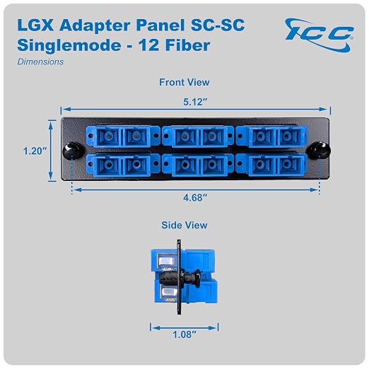 ICC SC-SC Fiber Optic Adapter Panel, LGX Compatible, 12 Fibers, Singlemode - Image 7