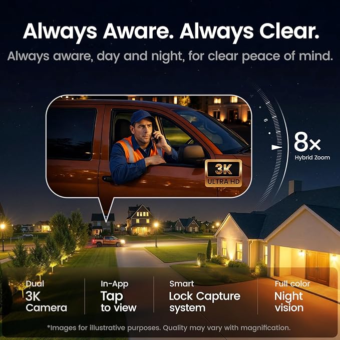 aosu T2 Pro Solar Security Cameras Wireless Outdoor, 2 Cam Kit, 3K Dual Cam No - Image 6
