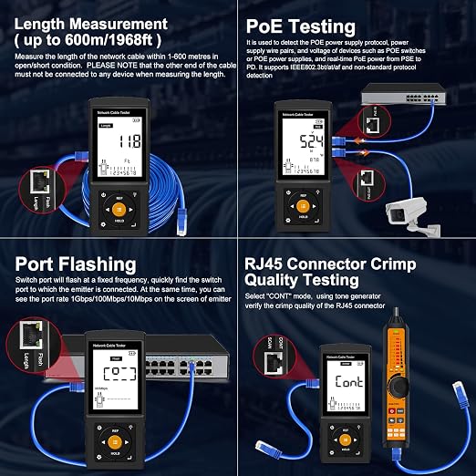 Rechargeable Digital Tone Cable Tester, WANLUTECH Tone Generator - Image 4