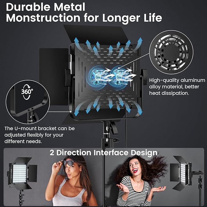 RGB Photography Lighting Kit, 50W Bi-Color Professional LED Studio Lights - Image 6