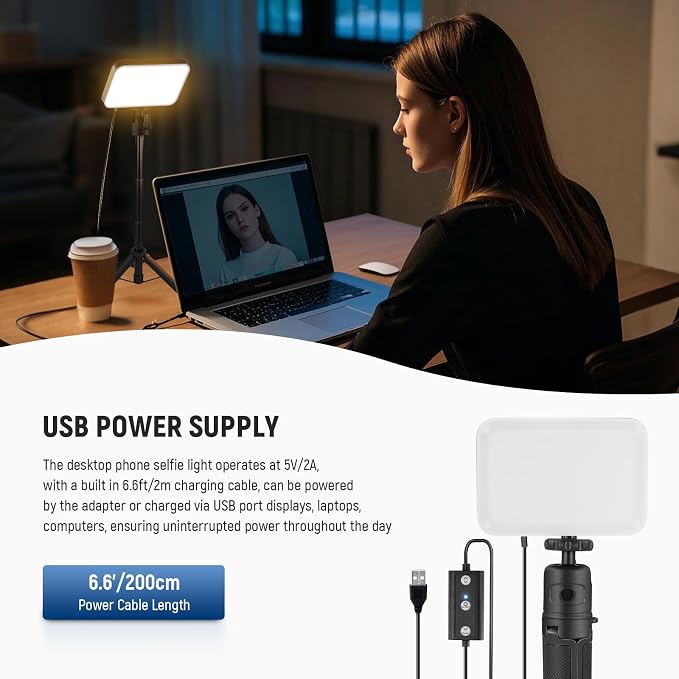 NEEWER BASICS 2 Pack LED Video Panel Light, Video Conference Lighting Kit - Image 7