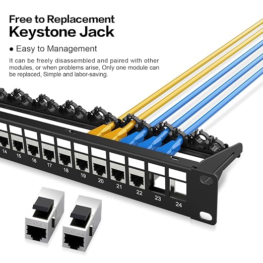Patch Panel 24 Port with 24 Pcs Cat6A Keystone Jack STP 10G Support with - Image 6