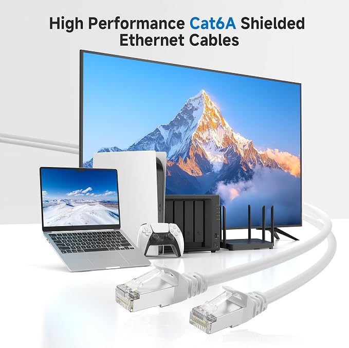 Cable Matters 10Gbps 5-Pack Snagless Shielded Cat 6A Ethernet Cable - 7ft - Image 2