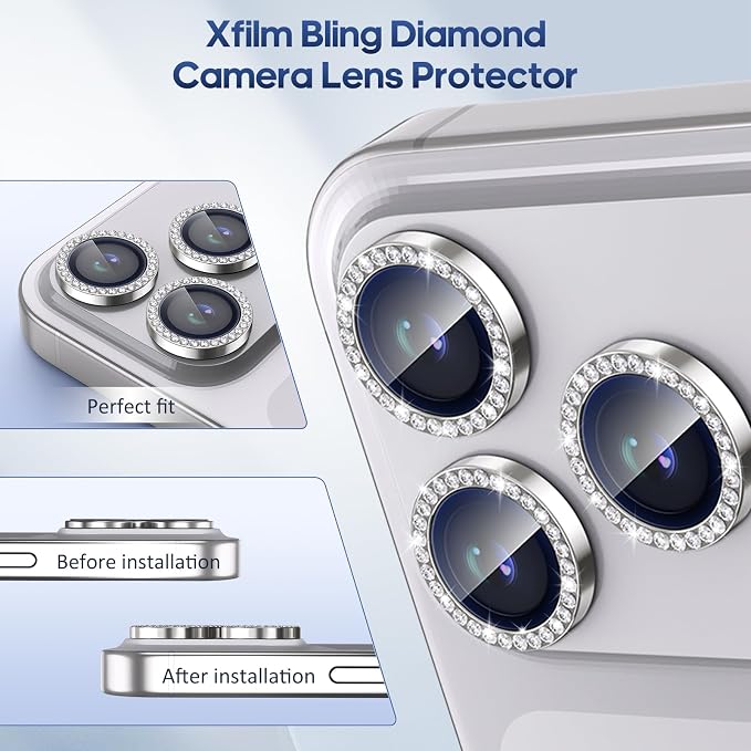 for iPhone 17 Pro / 17 Pro Max Camera Lens Protector Bling, Individual Diamond - Image 5
