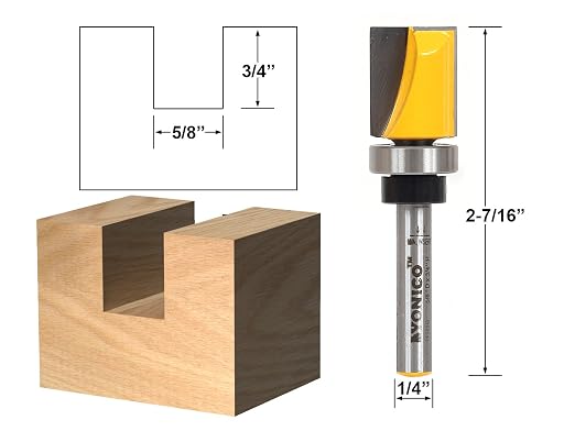 YONICO Router Bits Pattern Bit Flush Trim Set 3 Bit 5/8-Inch Diameter 1/4-Inch - Image 4