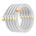 Cat7 10FT-5Pack Ethernet Cable Flat-White-10Gbps High Speed Ultra Slim Double by SURPLAY-WinningHighSpeed