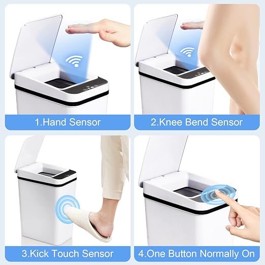 Anborry Bathroom Automatic Trash Can 3 Pack 2.2 Gallon Motion Sensor Touchless - Image 5